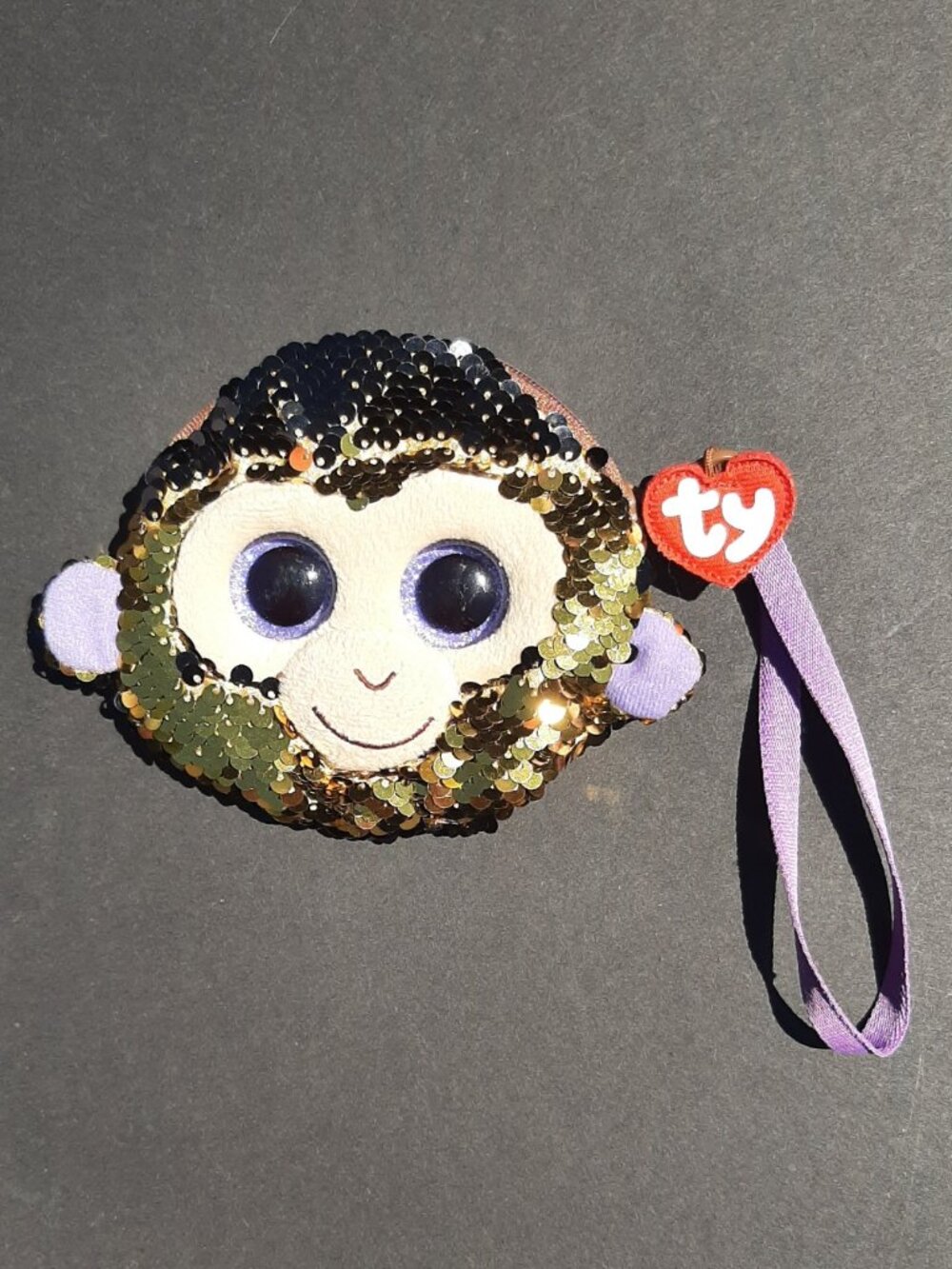 TY Fashion Flippy Sequin Coin Purse - COCONUT the Monkey 5"